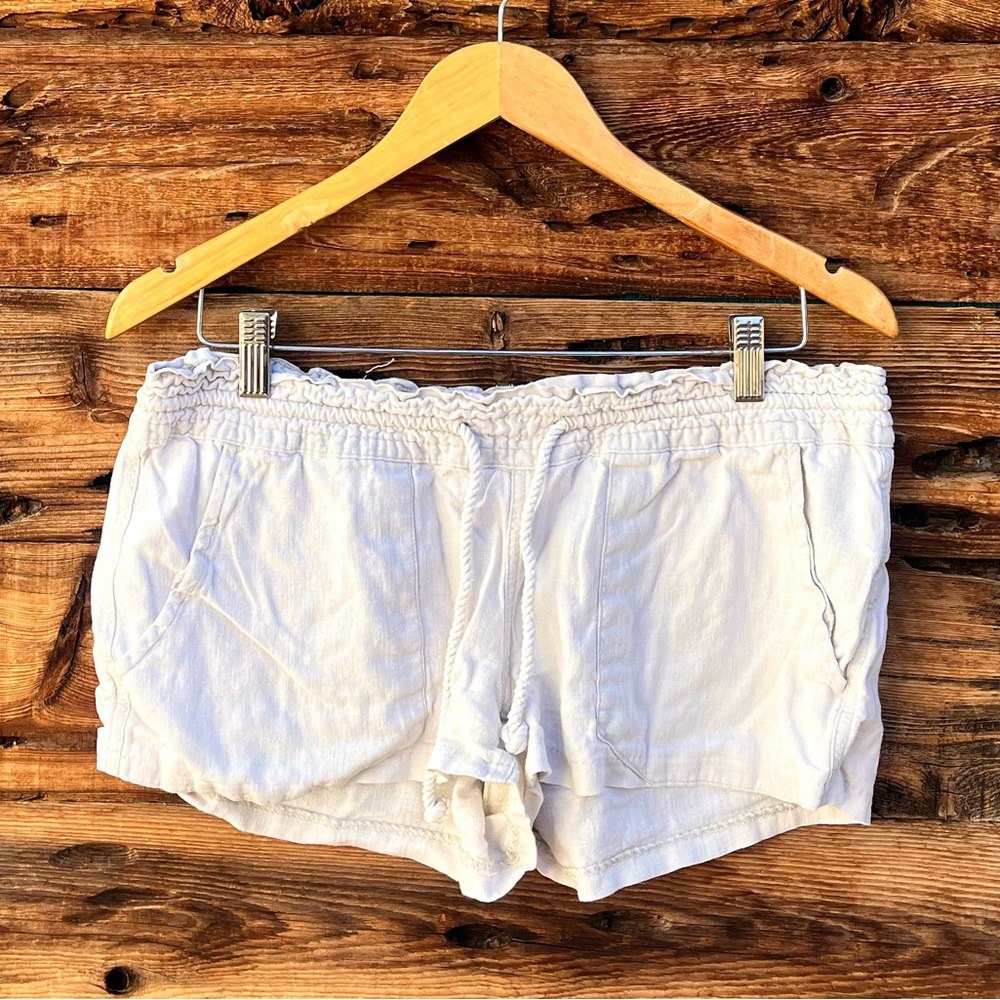 ROXY | Linen Cream Off White Casual Shorts L
